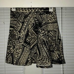 Faded Black and white Aztec skater skirt